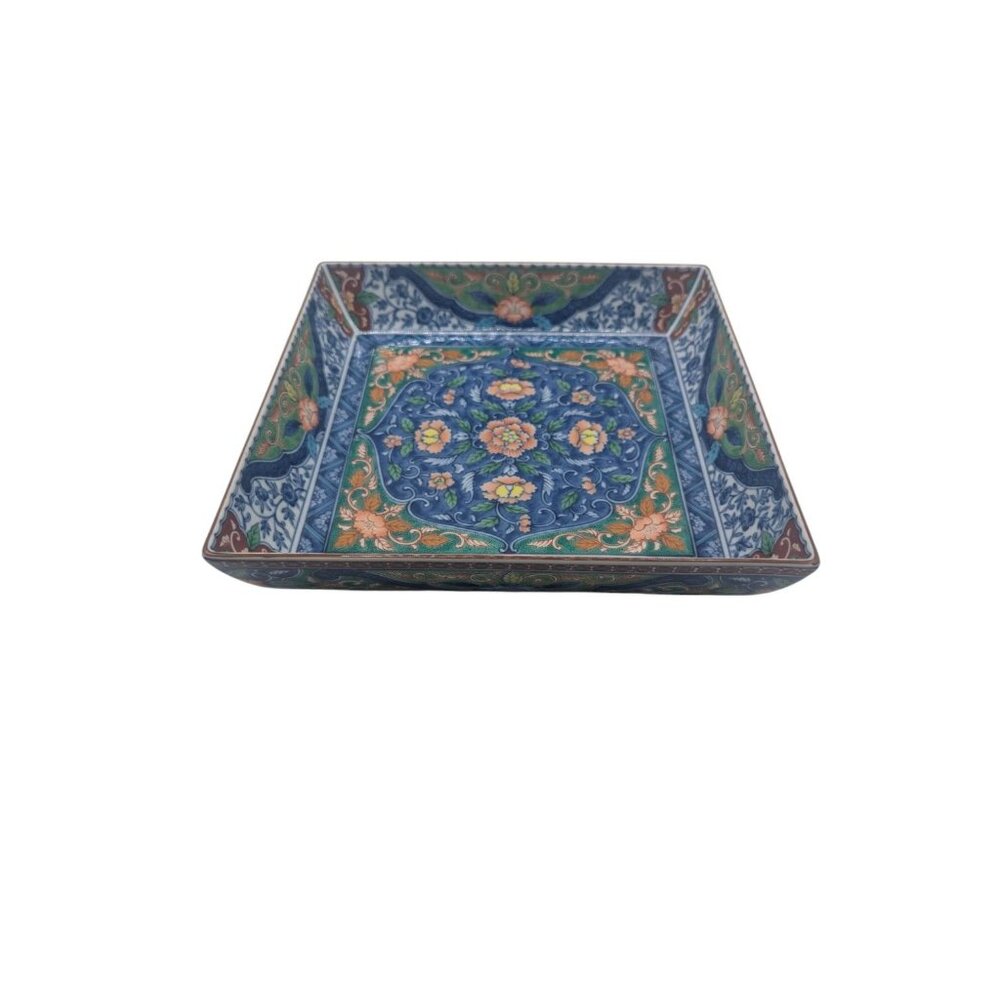 Japan Kozan Gama Porcelain Floral Square Bowl 10” - Picture 7 of 11
